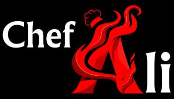 Logo of 'Chef Ali' with a stylized red figure on a black background