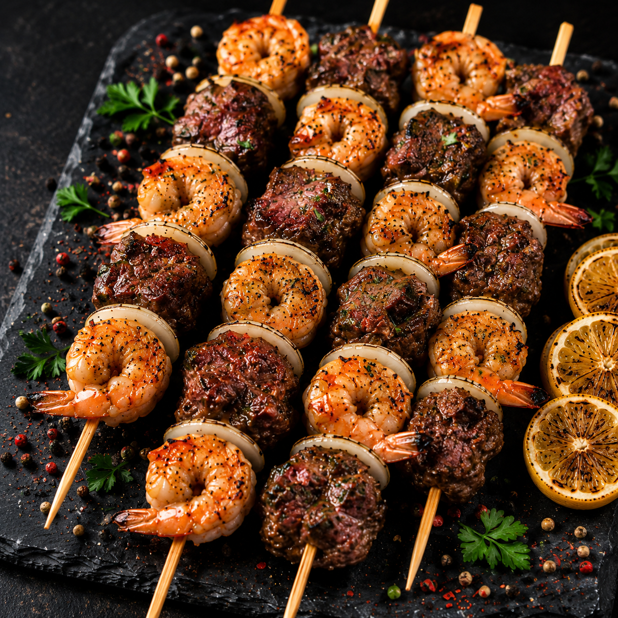 Chef Ali Signature Surf & Turf Kebab – Mix Shrimp & Lamb
